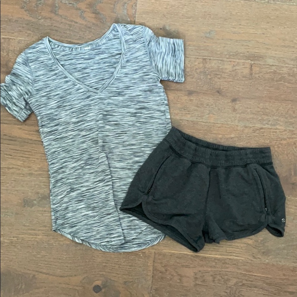 lululemon shorts and tshirt set
